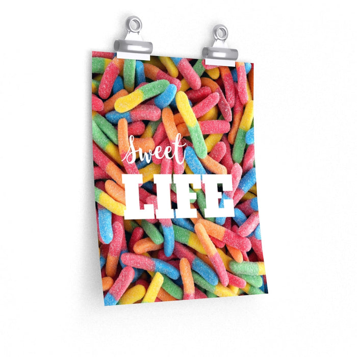 Gummy Candy Poster, Indulge in the Delightful World of Sweetness: pink, red multicolored gummy worm candy, colorful playful c