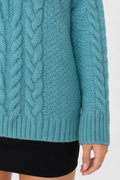 Half-Zip Cable Knit Sweater for Women Blue