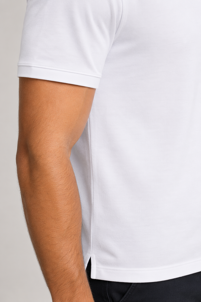 Half-Zip Polo Shirt for Men featuring Collar Embellishments White
