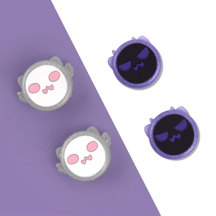 Halloween Ghost Thumb Grips for Switch: light blue, mint green cartoon ghost/skull-like face, cute cartoon style