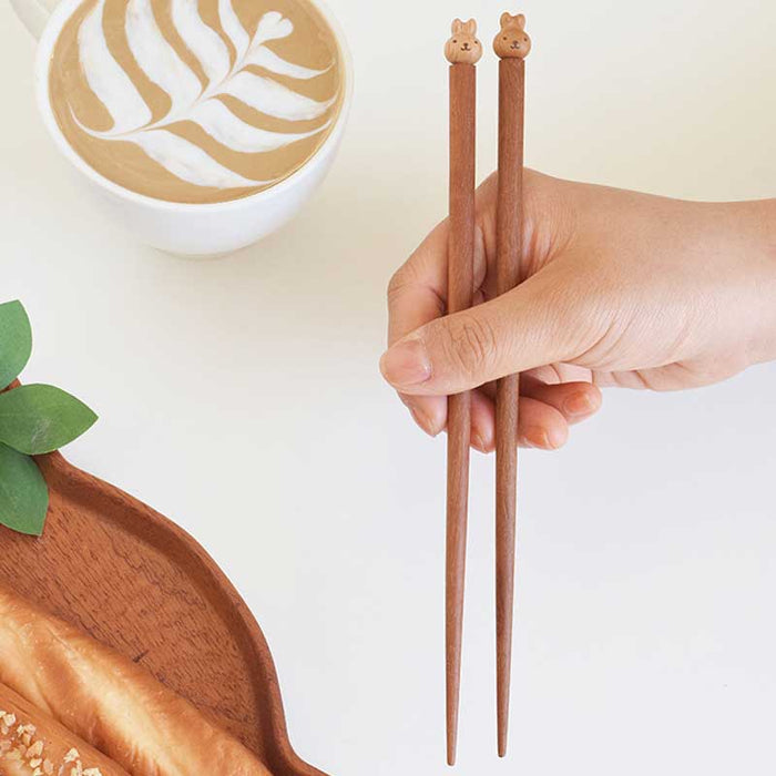 Handmade Bunny Chopsticks, Unique Gift Idea: brown, dark brown bear characters, cute cartoon style