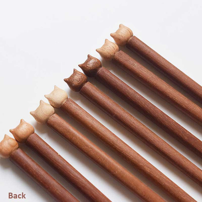 Handmade Cat Chopsticks for Cat Lovers: brown, tan cat, cute cartoon style