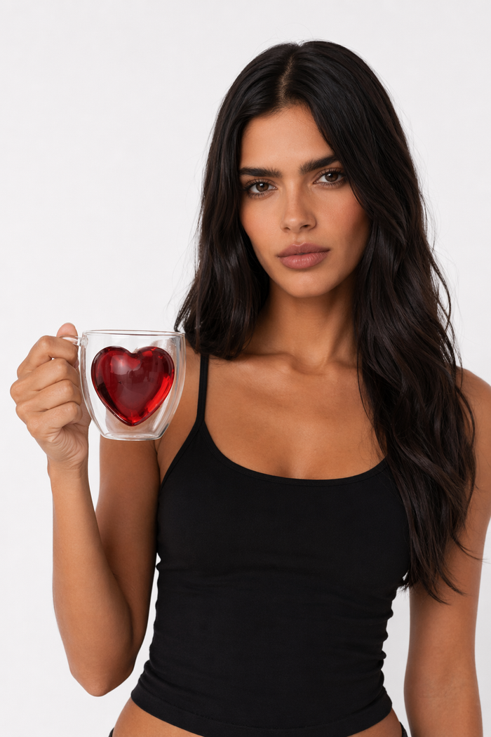 Heart Glass Cup with Double Wall Default
