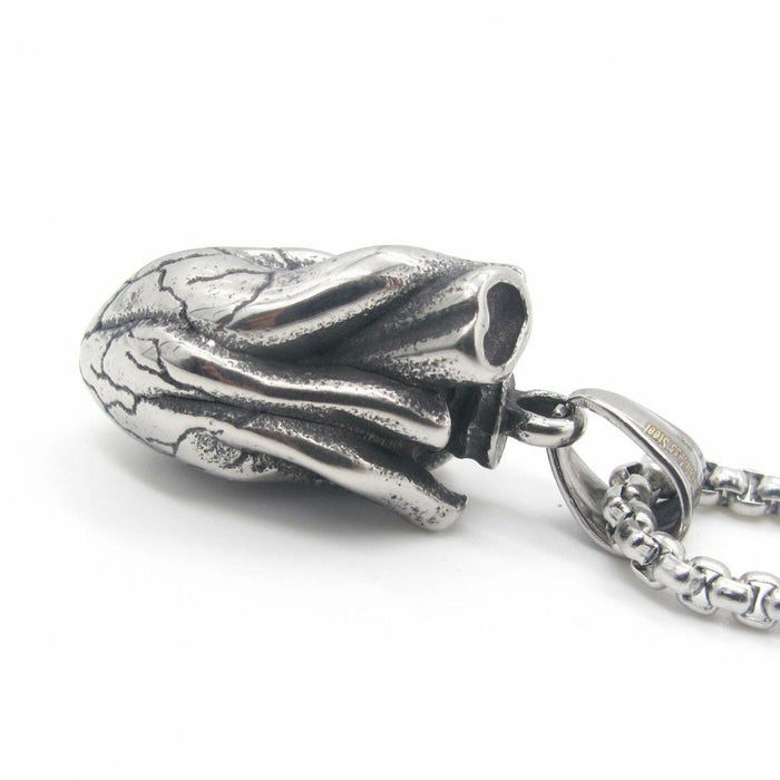 Heart Pendant Necklace, Showcase Your Love for Anatomy!: silver, dark gray anatomical human heart, realistic anatomical style