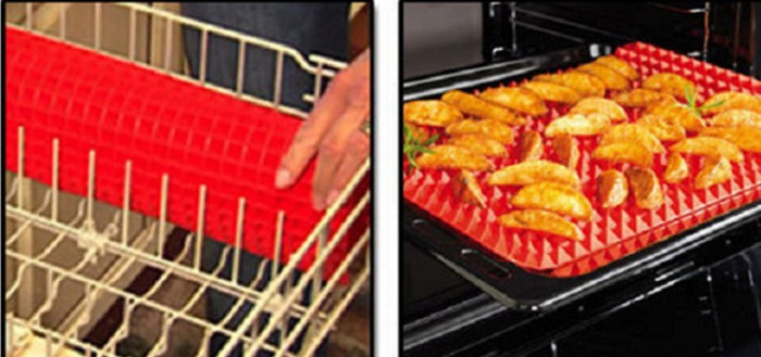 Heat Resistant Non-Stick Silicone Cooking Mat Set (2 Pieces): golden brown, dark brown roasted chicken, food product photo st