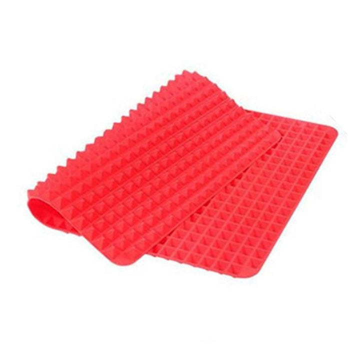 Heat Resistant Non-Stick Silicone Cooking Mat Set (2 Pieces): golden brown, dark brown roasted chicken, food product photo st