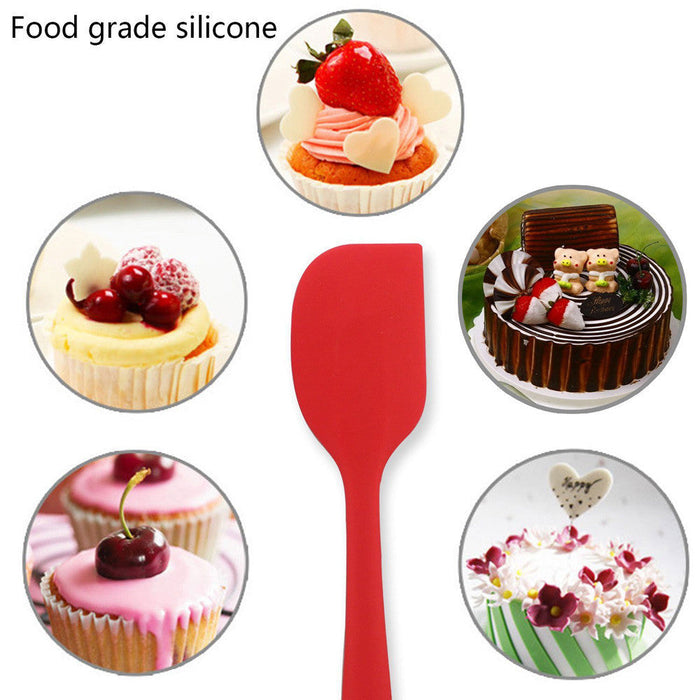 Heat Resistant Silicone Kitchen Cooking Utensils Set, 5 Piece Collection: red silicone spatula, minimal style