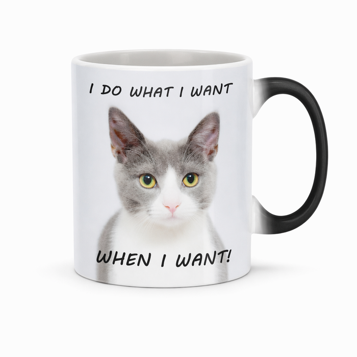 Heat Sensitive Color Changing Coffee Mug with a Bossy Kitten Vibe Default