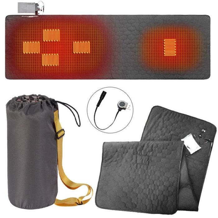 Heated USB Portable Camping Mat for Outdoor Sleeping: blue, orange heated sleeping bag with carrying sack, outdoor camping ge