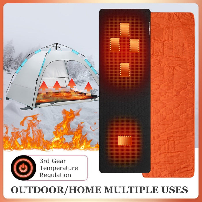 Heated USB Portable Camping Mat for Outdoor Sleeping: blue, orange heated sleeping bag with carrying sack, outdoor camping ge