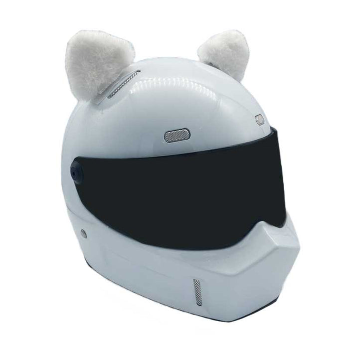 Helmet Rizz: Cat Ears Helmet Ornaments: white, black cat-themed, cute novelty style