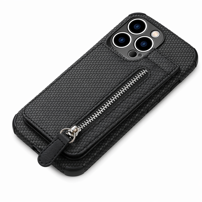 High-End Plant-Based Leather Wallet Case for iPhone Black