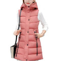 High Neck Hooded Winter Puffer Vest for Women: dusty pink, black hooded puffer vest, casual style
