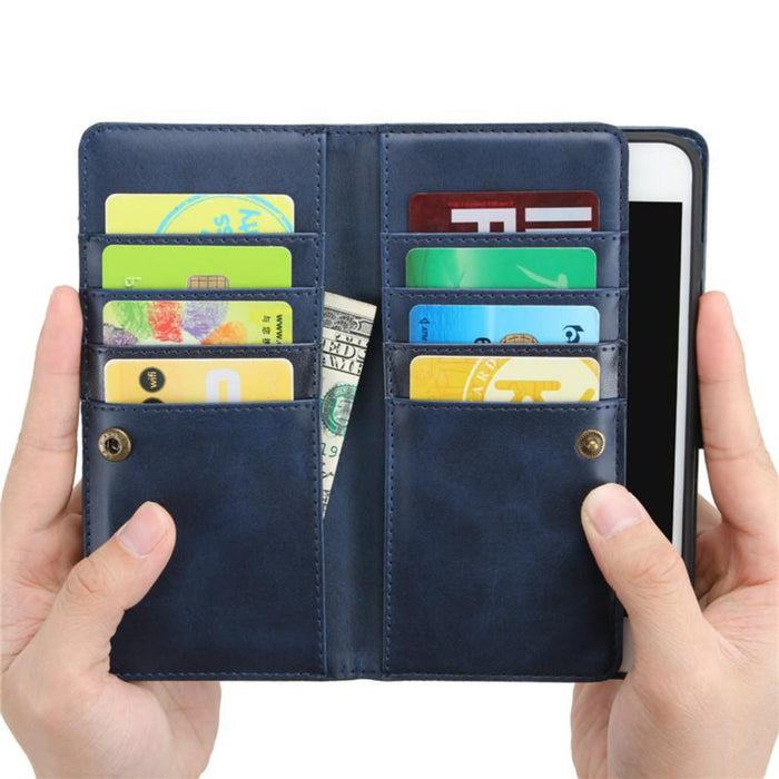 High-Quality Vegan Leather Case for iPhone: brown, black flip stand card slot phone case wallet, minimal functional style