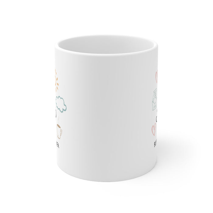 Hilarious Superb Father Forever Coffee Tea Mug: white, black father/dad theme, minimal hand-drawn cartoon style