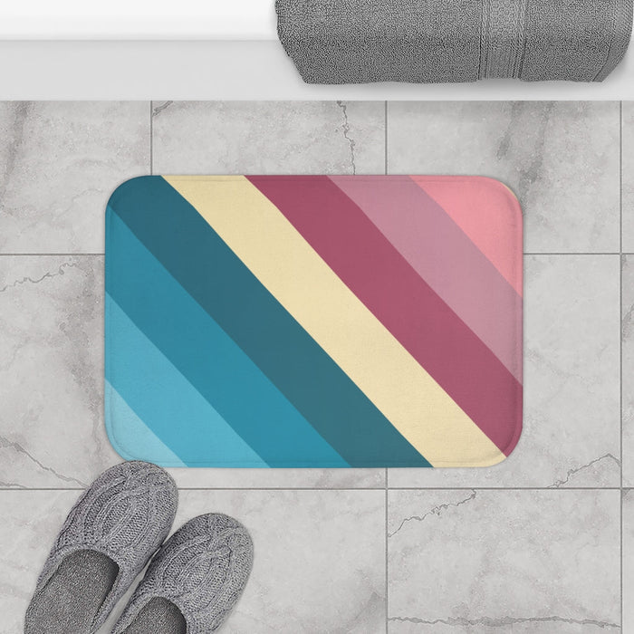Home Decor Striped Mat for Bathrooms: teal, turquoise rectangular mat, minimal style