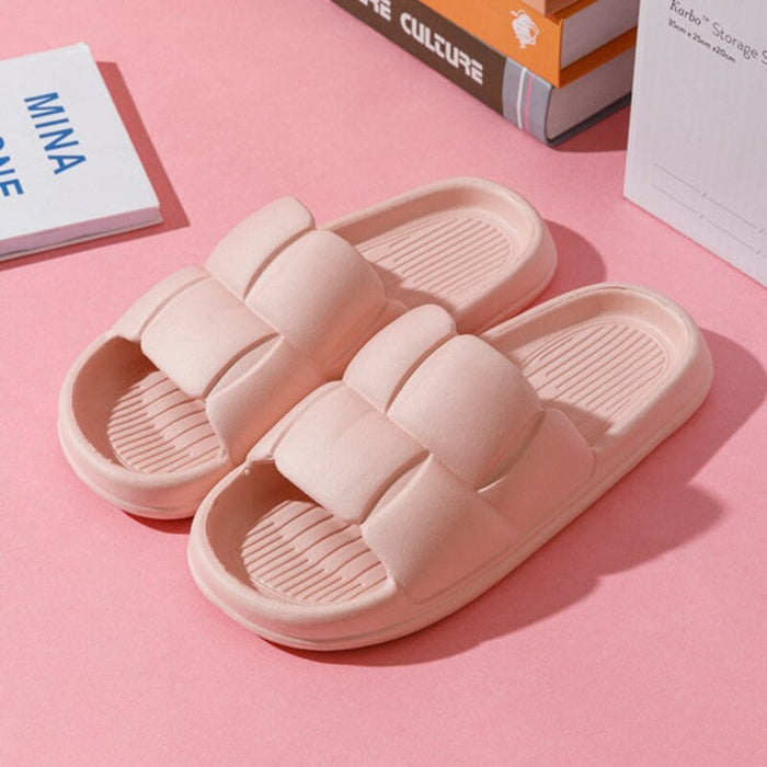 Home Slippers for a Cozy Bathroom Experience: green, orange slide sandals, minimal style