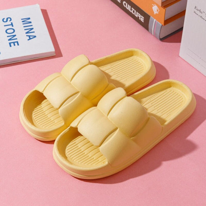 Home Slippers for a Cozy Bathroom Experience: green, orange slide sandals, minimal style