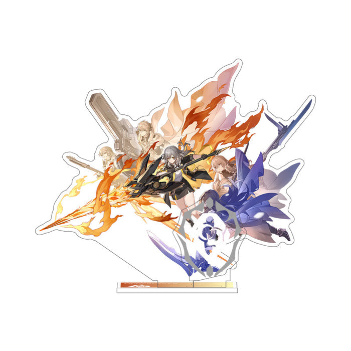 Honkai Star Rail Acrylic Stand: blue, black anime-style male character with a steam locomotive, anime fantasy illustration st