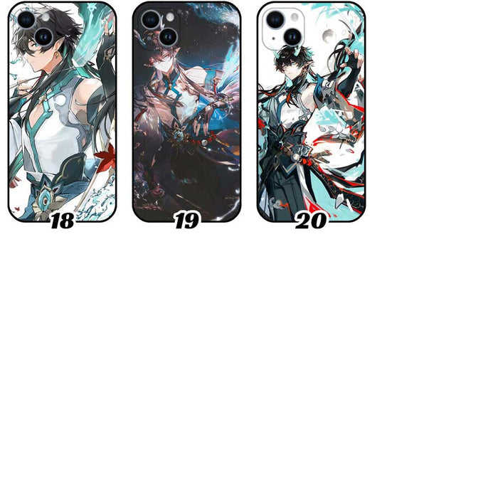 Honkai Star Rail Dan Feng Phone Case: black, teal anime-style male character, anime, fantasy, illustrated style