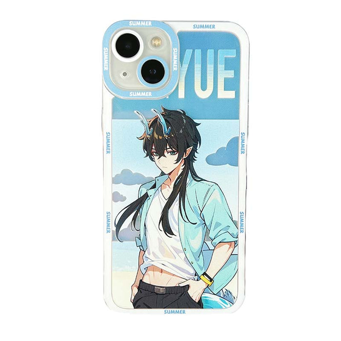 Honkai Star Rail iPhone Cases: white, light blue anime-style blue-haired girl character, kawaii anime cartoon style