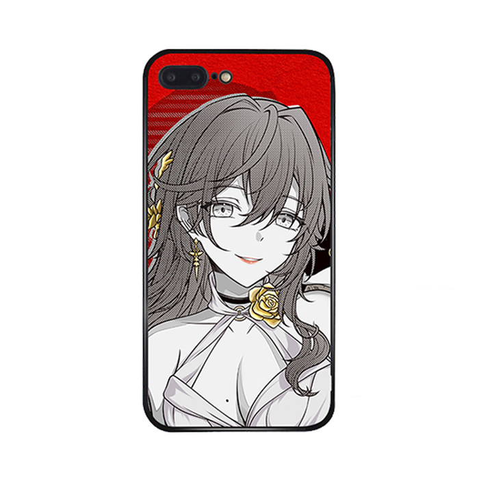 Honkai Star Rail Phone Case, Himeko: blue, black anime-style girl character, anime, cartoon graphic style
