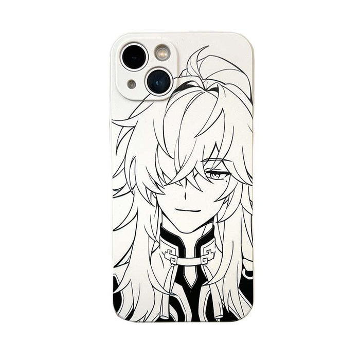 Honkai Star Rail Phone Cases Collection: white, black anime-style character, anime, monochrome line art style
