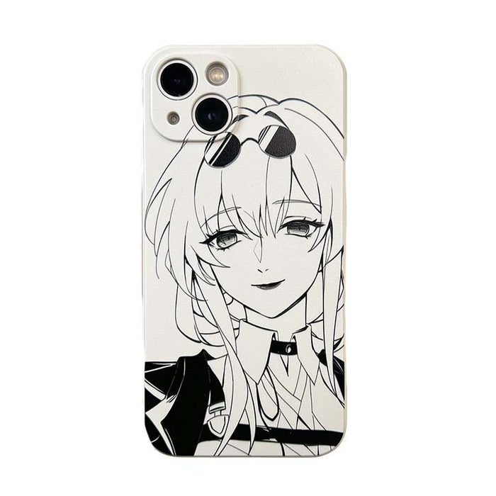 Honkai Star Rail Phone Cases Collection: white, black anime-style character, anime, monochrome line art style