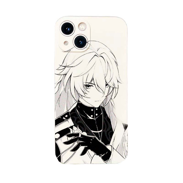 Honkai Star Rail Phone Cases Collection: white, black anime-style character, anime, monochrome line art style