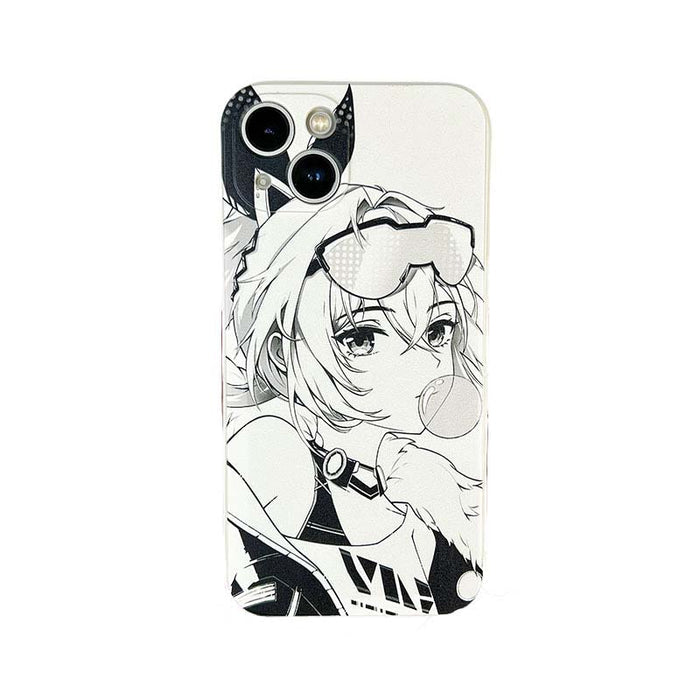 Honkai Star Rail Phone Cases Collection: white, black anime-style character, anime, monochrome line art style
