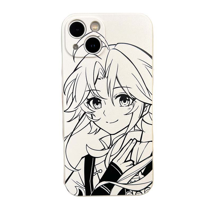 Honkai Star Rail Phone Cases Collection: white, black anime-style character, anime, monochrome line art style