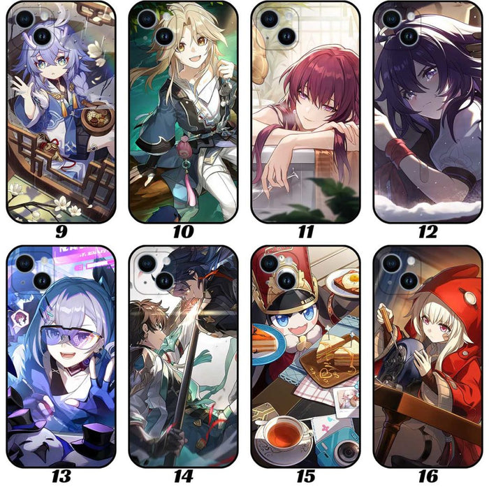 Honkai Star Rail Phone Cases with HSR Light Cone Art: blue, black anime-style characters, anime, fantasy, character art style