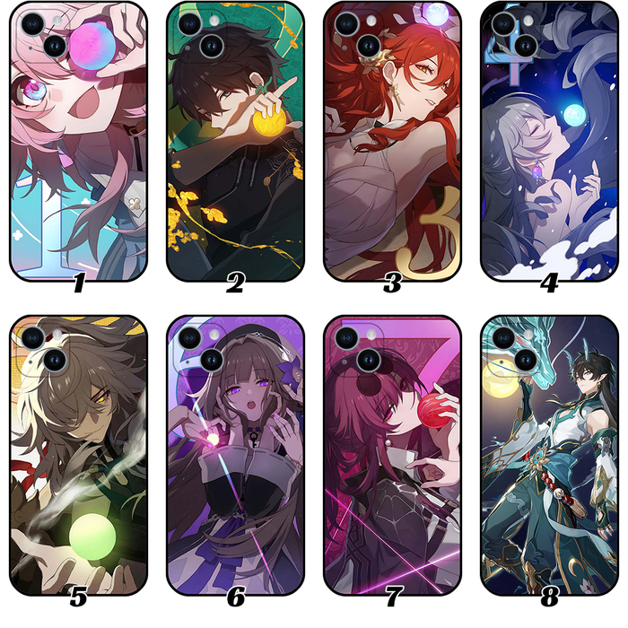 Honkai Star Rail Phone Cases: black, pink anime-style characters, anime, cartoon style