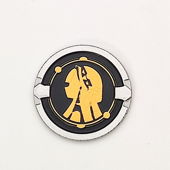 Honkai Star Rail Pom-Pom Badge Pins: red, gold cartoon firefighter character, kawaii cartoon style