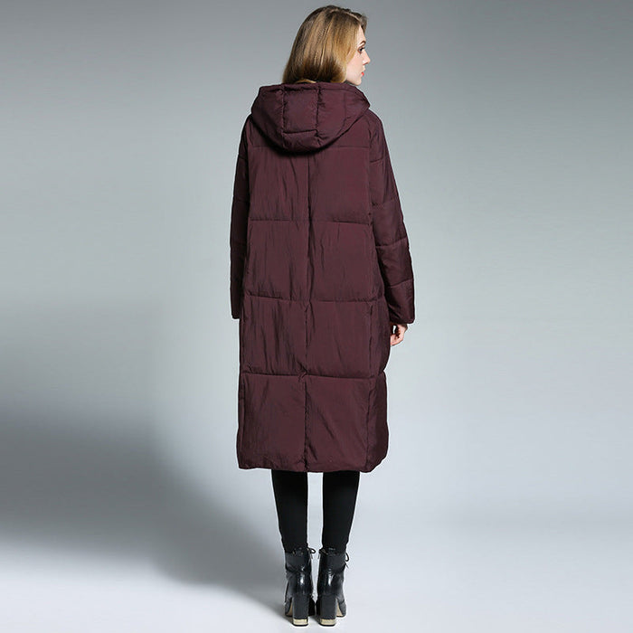 Hooded Winter Puffer Jacket for Women: rust orange, black long padded coat, minimal casual winterwear style