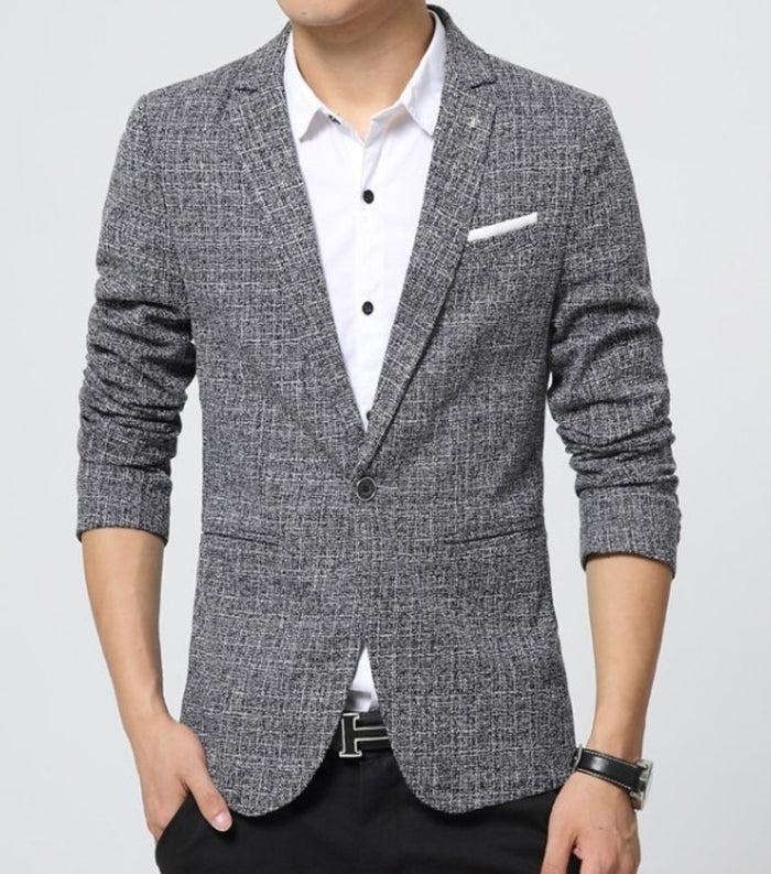 Houndstooth Classic Men's Blazer: gray, black blazer jacket, smart casual style