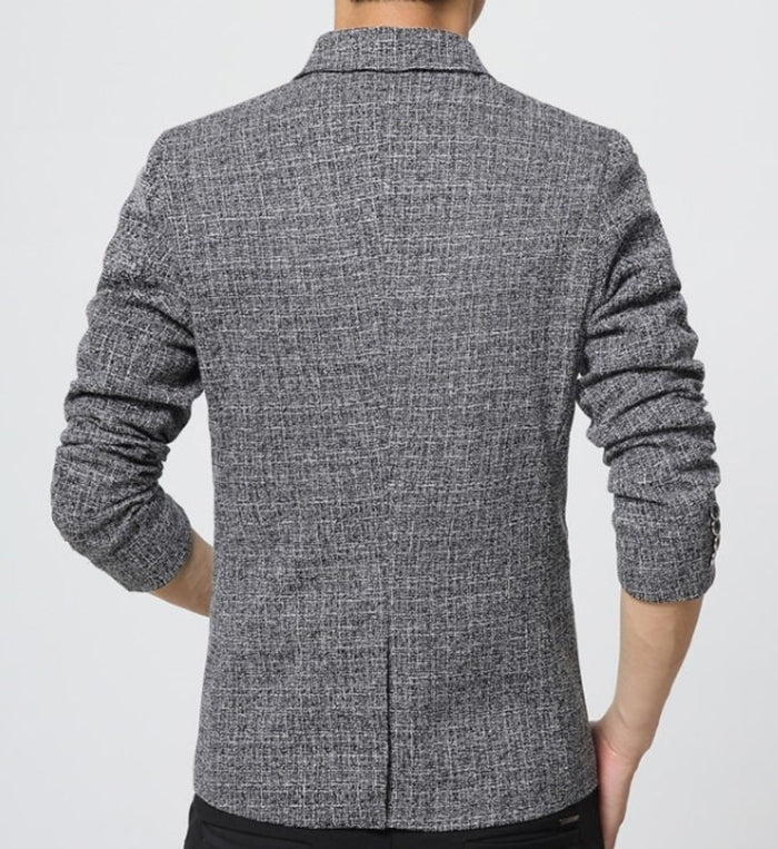Houndstooth Classic Men's Blazer: gray, black blazer jacket, smart casual style