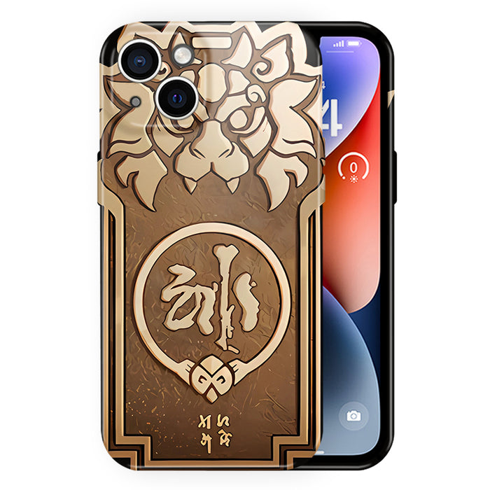 HSR iPhone Cases with Full Coverage: dark navy, beige winking cat, kawaii cartoon style