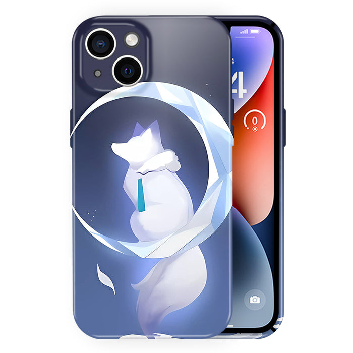 HSR iPhone Cases with Full Coverage: dark navy, beige winking cat, kawaii cartoon style