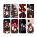 Hu Tao TPU Phone Case with Camera Protection: black, red anime-style female character with ghost motifs, anime, cartoon, deco