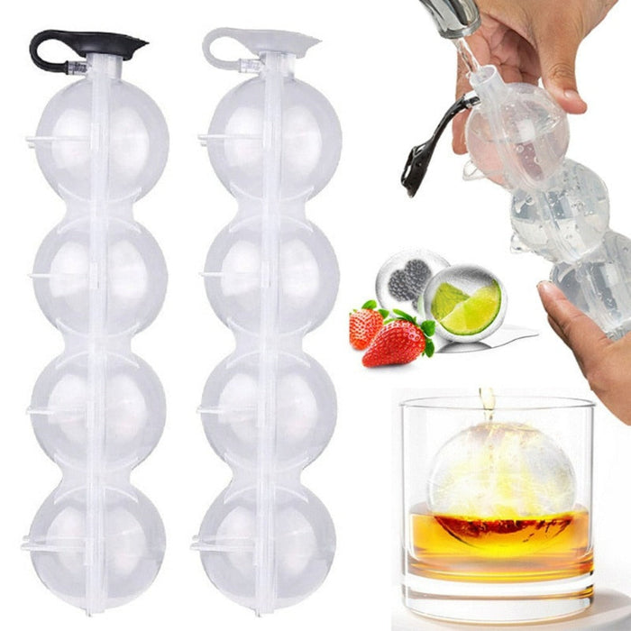 Ice Sphere Mold for Making Balls of Ice: transparent clear, black linked spherical ice mold trays, minimal functional style