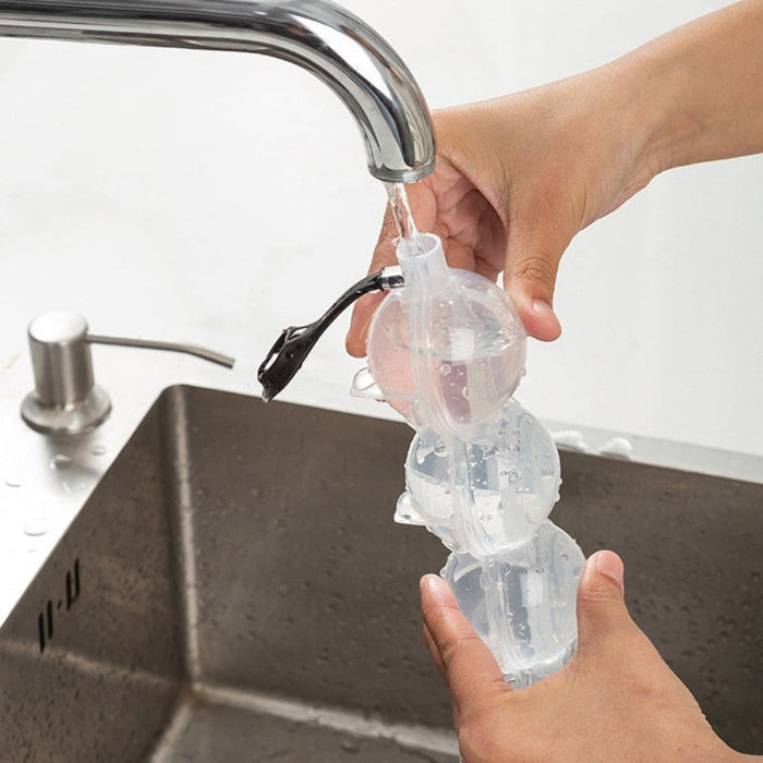 Ice Sphere Mold for Making Balls of Ice: transparent clear, black linked spherical ice mold trays, minimal functional style