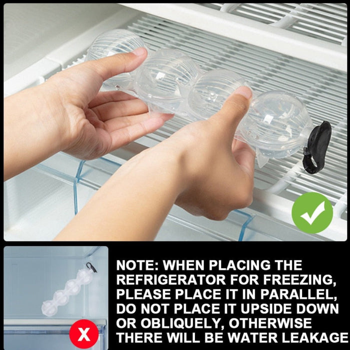 Ice Sphere Mold for Making Balls of Ice: transparent clear, black linked spherical ice mold trays, minimal functional style