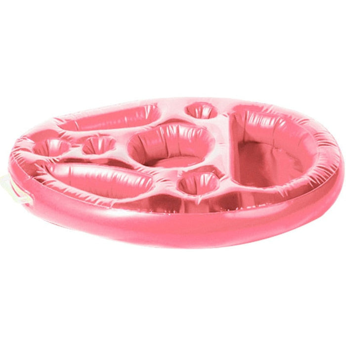 Inflatable Floating Tables for Food and Drinks in Swimming Pools: translucent blue-gray, blue inflatable serving tray/cooler
