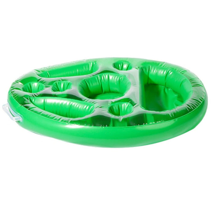 Inflatable Floating Tables for Food and Drinks in Swimming Pools: translucent blue-gray, blue inflatable serving tray/cooler