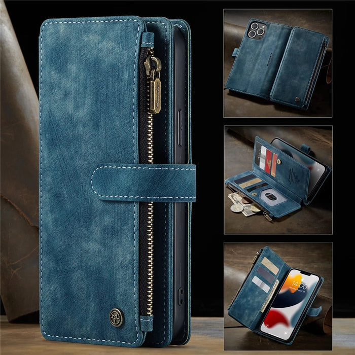iPhone Premium Wallet Case: brown, dark brown wallet-style smartphone case, vintage rustic style