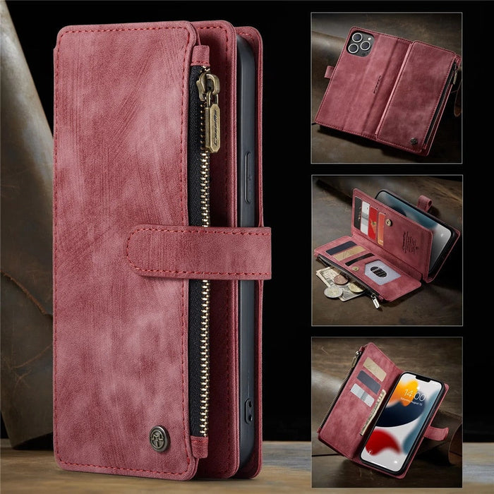 iPhone Premium Wallet Case: brown, dark brown wallet-style smartphone case, vintage rustic style