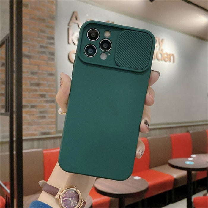 IPhone Protective Case with Built-In Camera Lens Cover: peach, lavender smartphone cases, minimal style