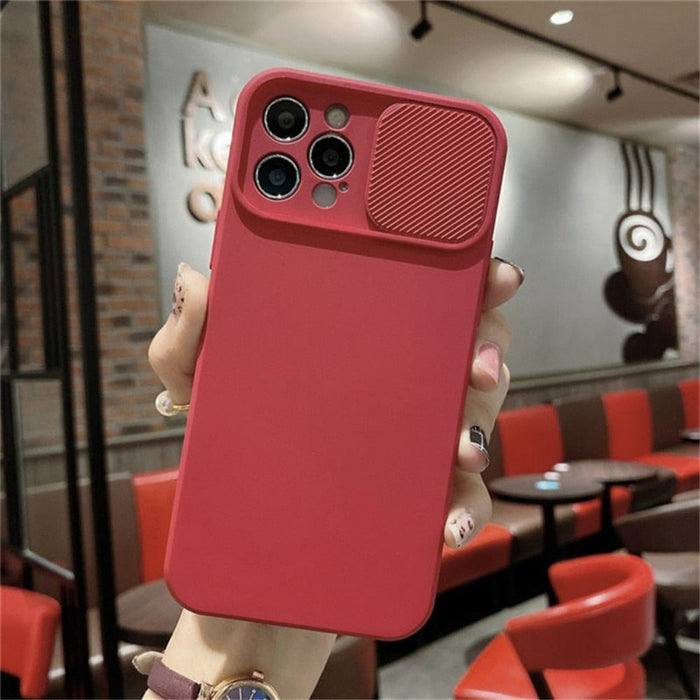 IPhone Protective Case with Built-In Camera Lens Cover: peach, lavender smartphone cases, minimal style