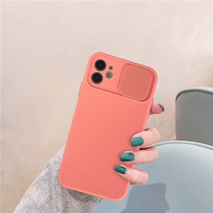 IPhone Protective Case with Built-In Camera Lens Cover: peach, lavender smartphone cases, minimal style